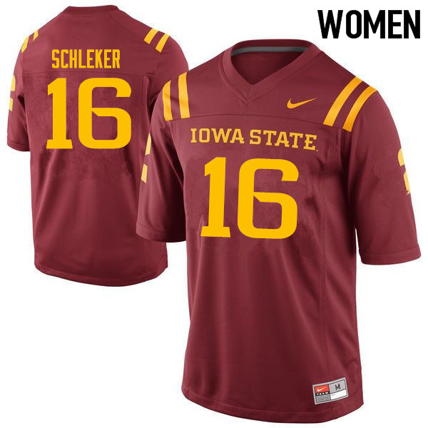 Iowa State Cyclones Women's #16 Carson Schleker Nike NCAA Authentic Cardinal College Stitched Football Jersey XF42G24NB
